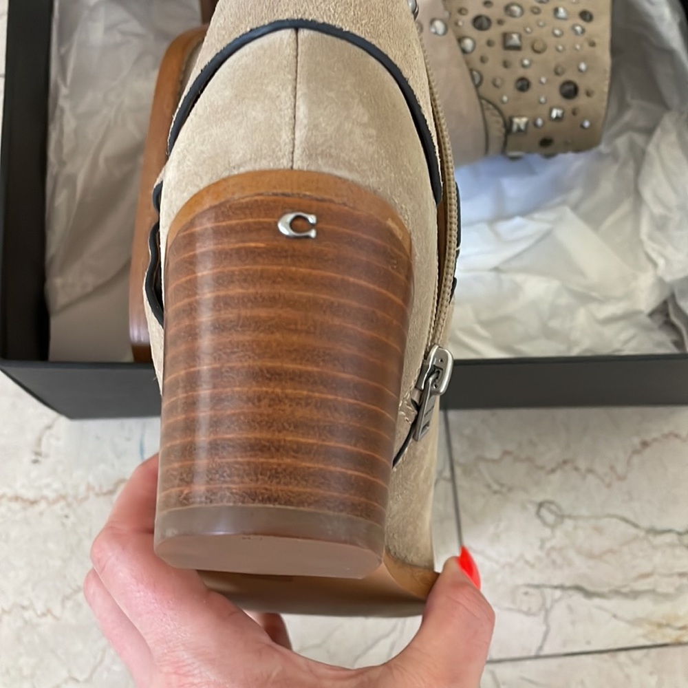 Coach Women Pia Stud West Boots in cream color - Picture 10 of 13